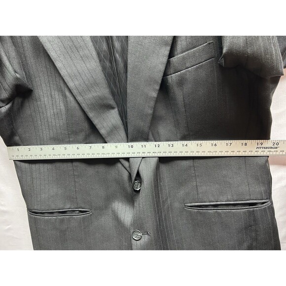 Oleg Cassini Men’s 38R? Pants 43 Waist Black Pinstripe Suit - Picture 5 of 15